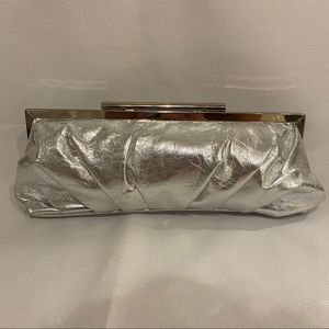 NWOT Lulu Townsend silver pleated clutch